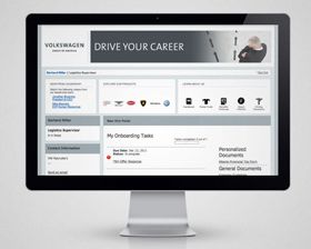 The Volkswagen family (VW, Audi, Lamborghini, Bently, Bugatti, and VW Credit) contacted us to design webpages to be used as a employee job board & onboarding system. Volkswagen is a company that knew exactly what they wanted, but their team was also very receptive to fresh ideas. With a solid style guide in hand we set out to make a design (within the Taleo development system) that reflected the VW Corporation's dedication to their employees.